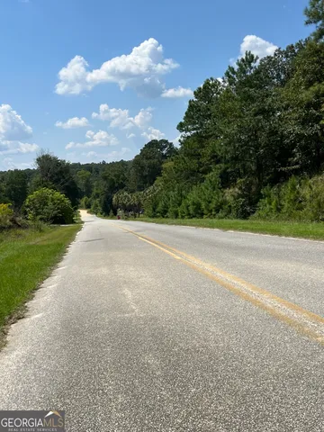 a view of a road with a yard