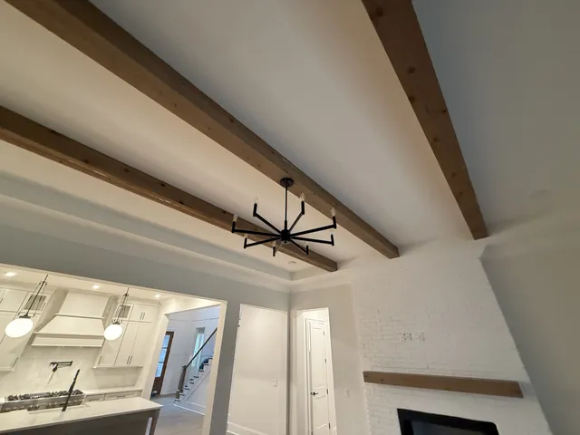 a bathroom with a double vanity sink and mirror