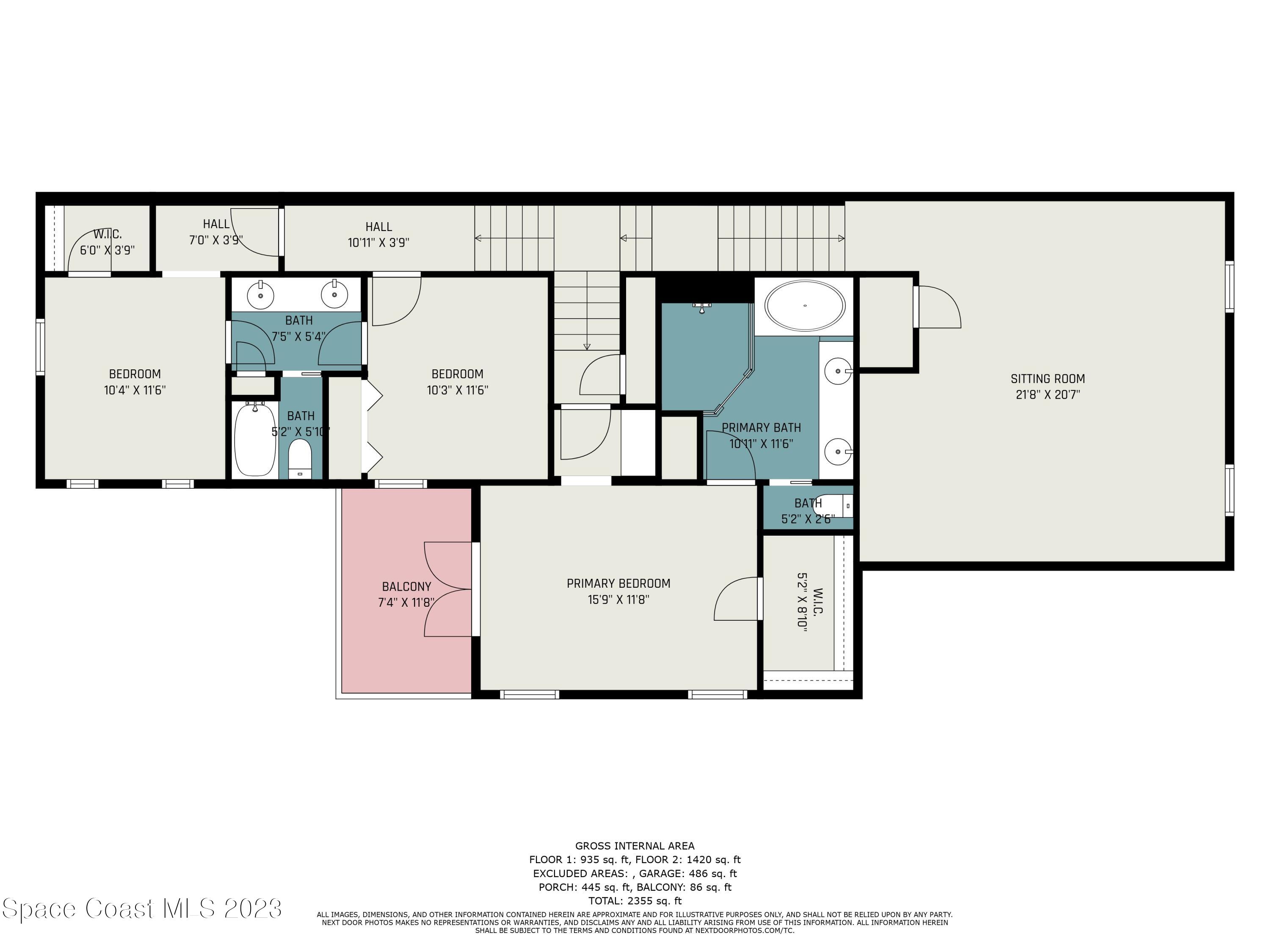 8830 Napolo Drive Melbourne, FL 32940 - Photo 36 of 38 2nd_floor_dimensions_8830_napolo_drive_m