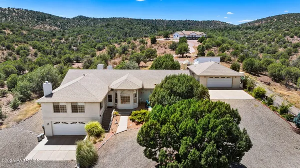an aerial view of a house