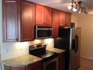 1018 General George Patton Road, Unit 1018 Nashville, TN 37221 - Photo 3 of 8 a kitchen with granite countertop wooden cabinets and stainless steel appliances