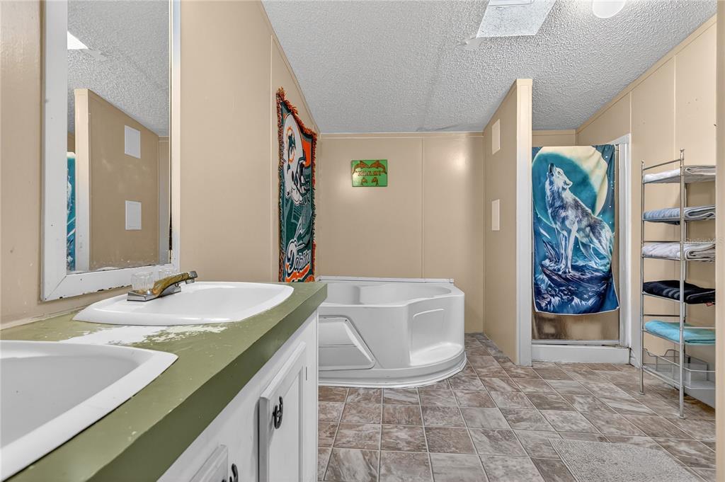 42312 Webster Street Altoona, FL 32702 - Photo 18 of 30 a bathroom with a granite countertop sink and a mirror