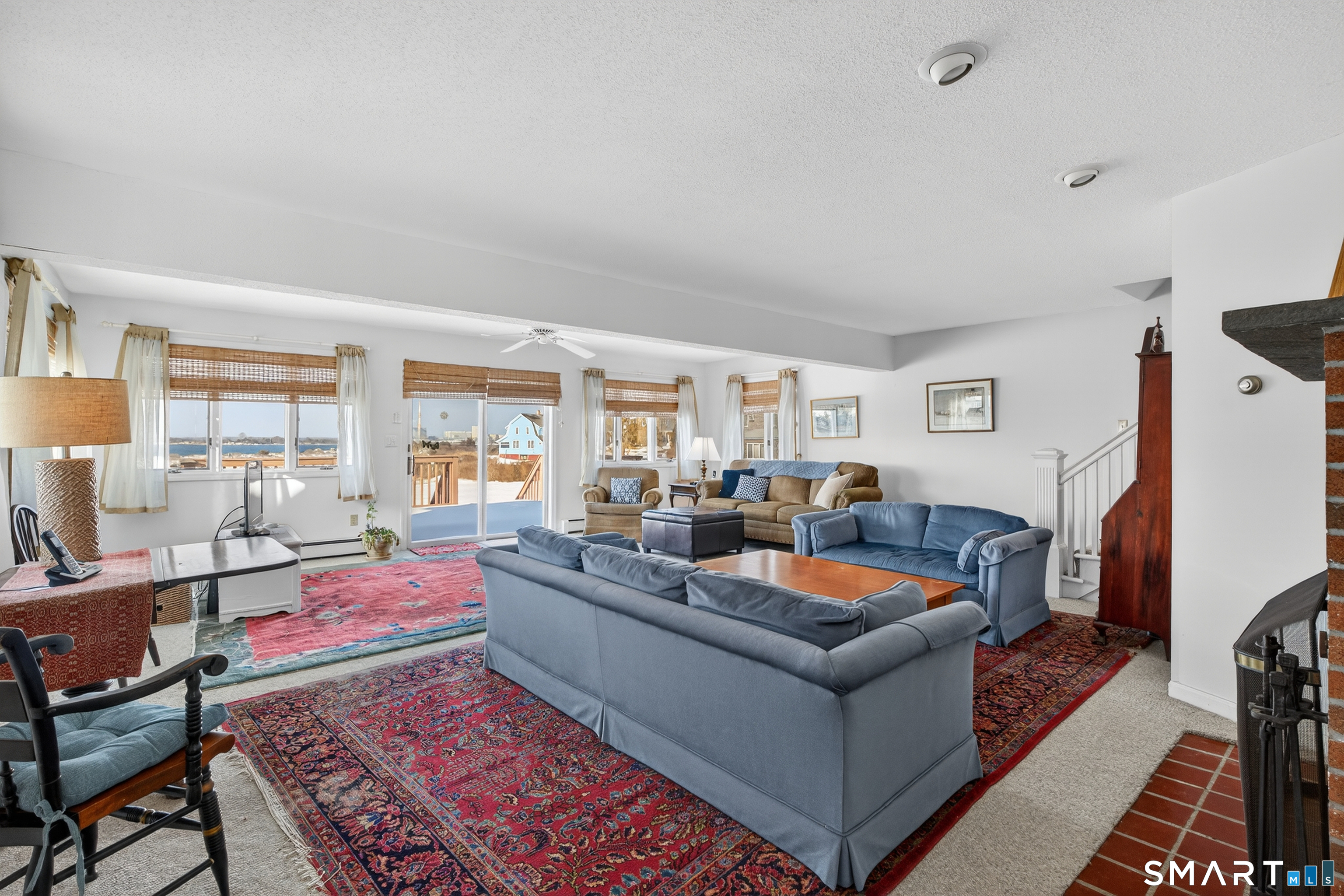 60 New Shore Road Waterford, CT 06385 - Photo 8 of 33 Great room with stunning views of Long Island Sound and Clam Pond