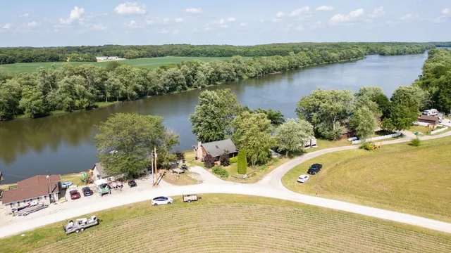 a view of a lake with a house