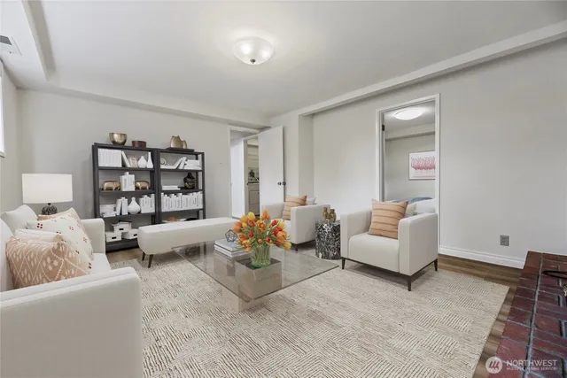 a living room with furniture and a couch