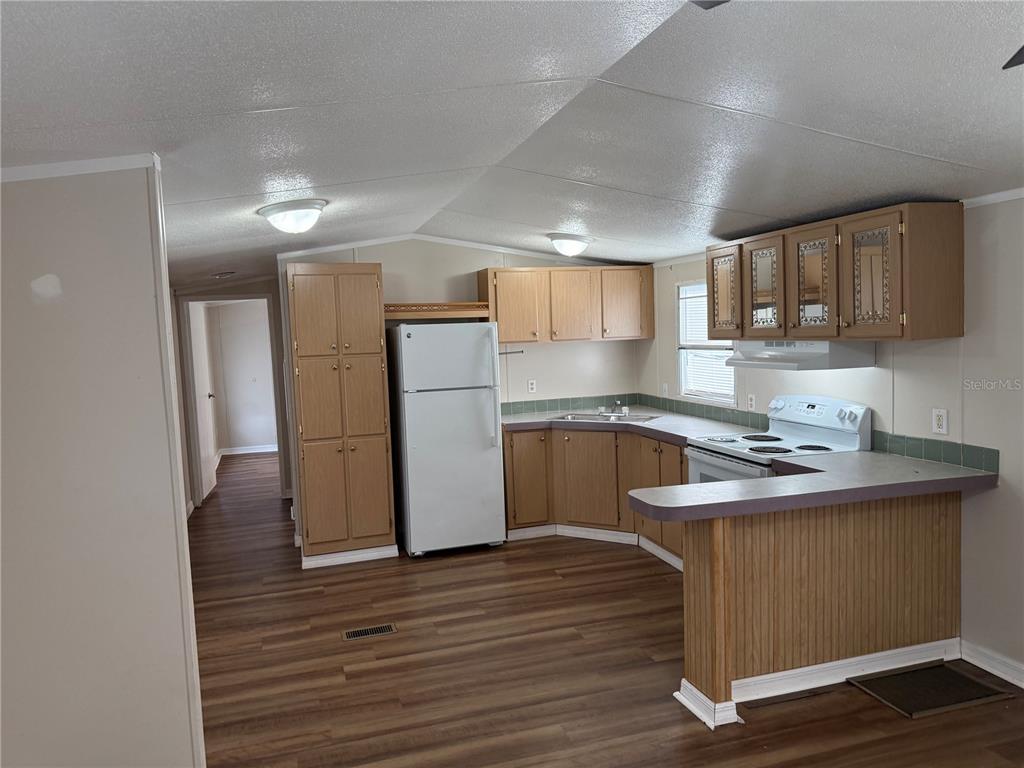 340 South Hankin Road Bartow, FL 33830 - Photo 7 of 16 a kitchen with wooden floors and refrigerator