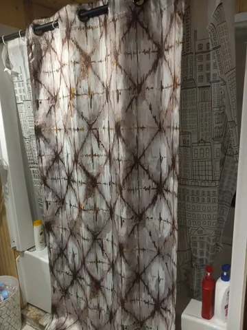 a bathroom with a shower and a toilet