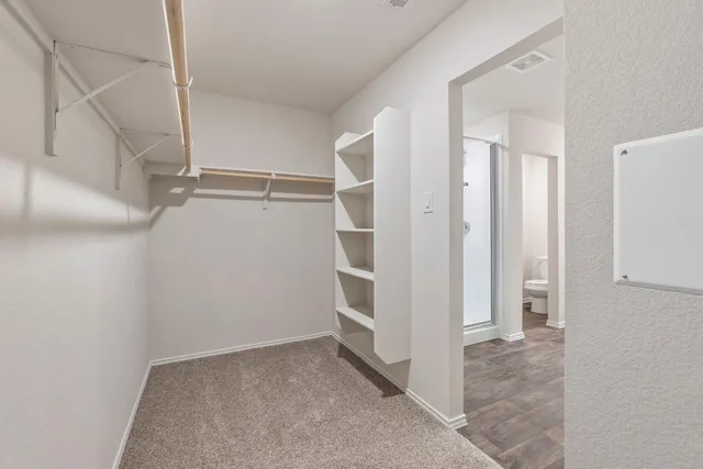 a view of an empty walk in closet