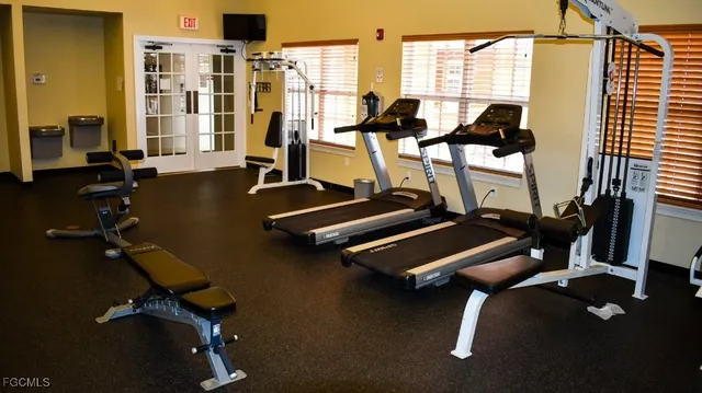 a view of a room with gym equipment