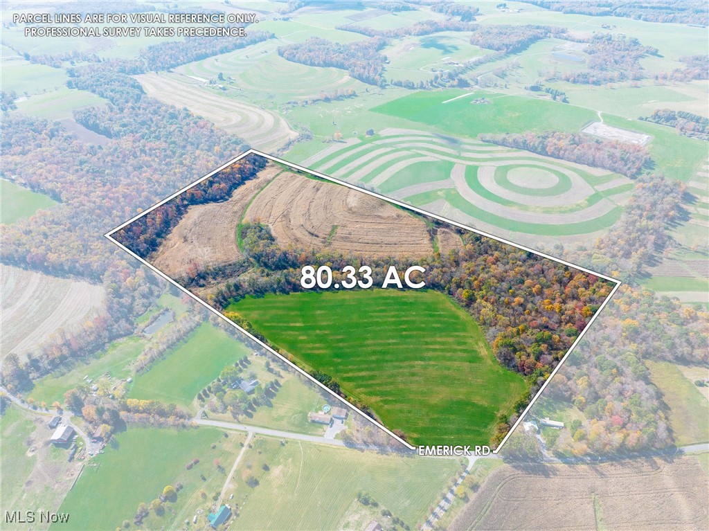 Emerick Road Kensington, OH 44427 - Photo 2 of 50 Overview of rural landscape featuring property boundaries highlighted