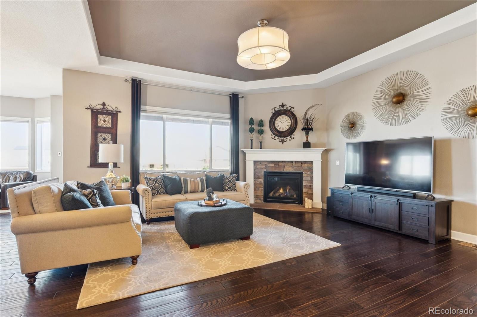 14100 Sierra Ridge Circle Parker, CO 80134 - Photo 6 of 37 a living room with furniture and a fireplace