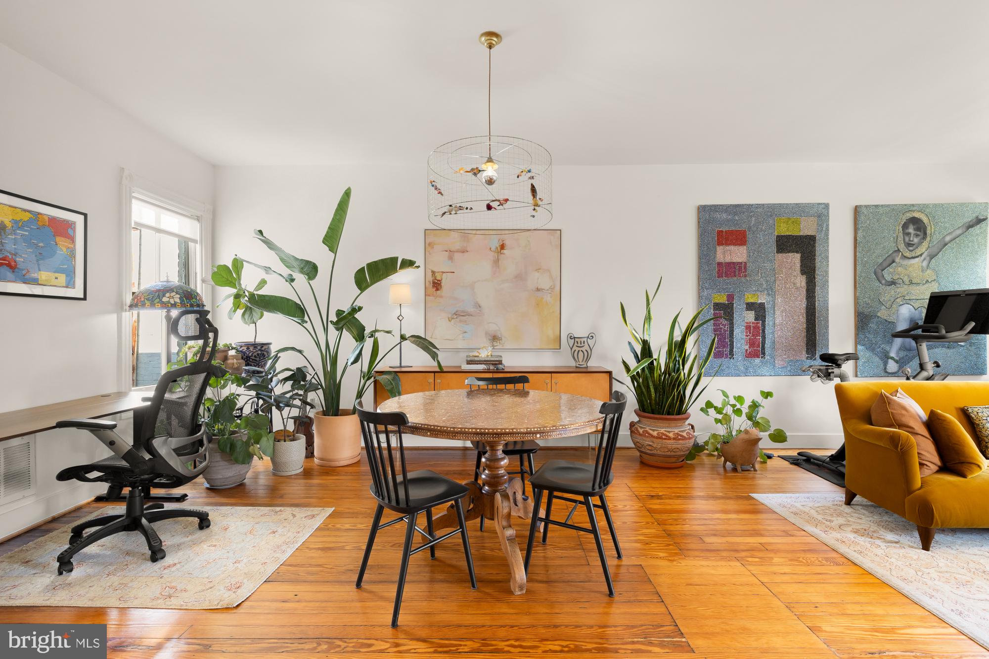 3022 R Street Northwest, Unit 3 Washington, DC 20007 - Photo 9 of 22 a workspace with furniture and a chandelier