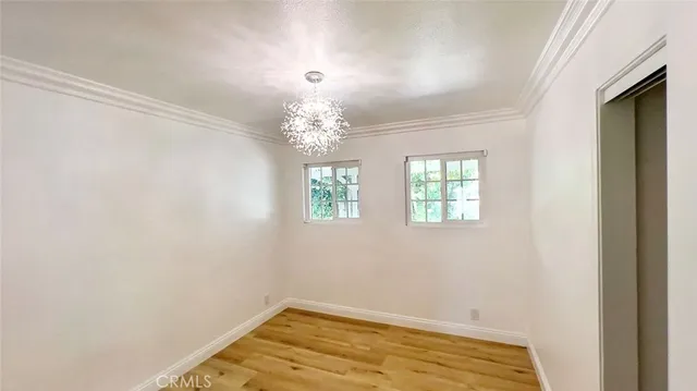 a view of a room with a window