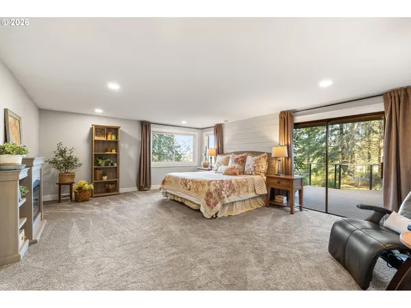 a living room with large window