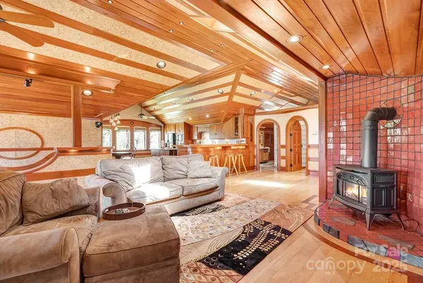 a living room with furniture