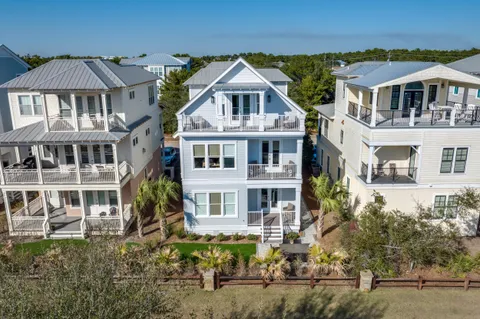 an aerial view of multiple houses