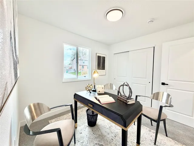 a table and chairs in a room