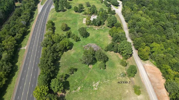 an aerial view of a garden