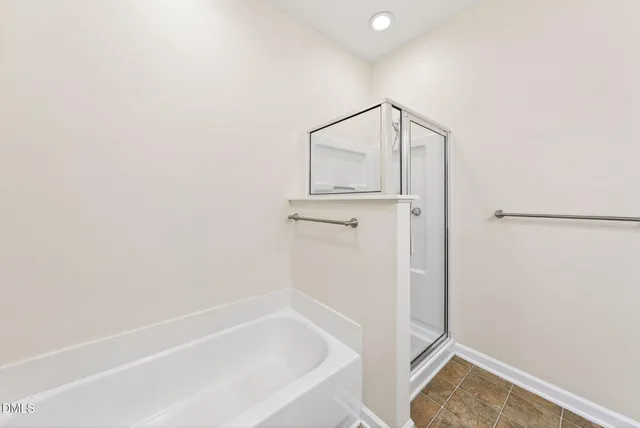 a bathroom with a bathtub