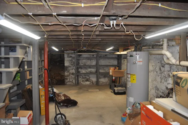 a view of empty room with storage