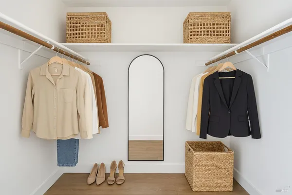 a close view of walk in closet
