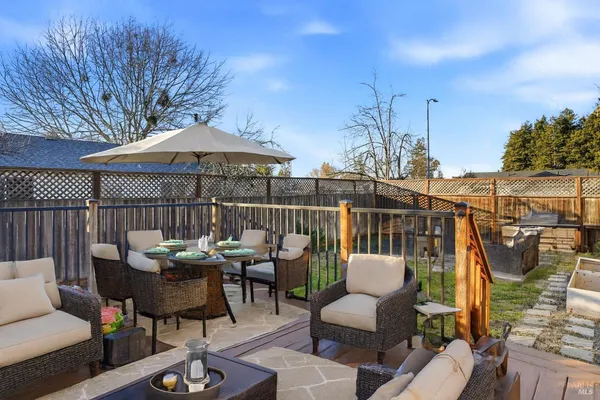 a balcony with furniture