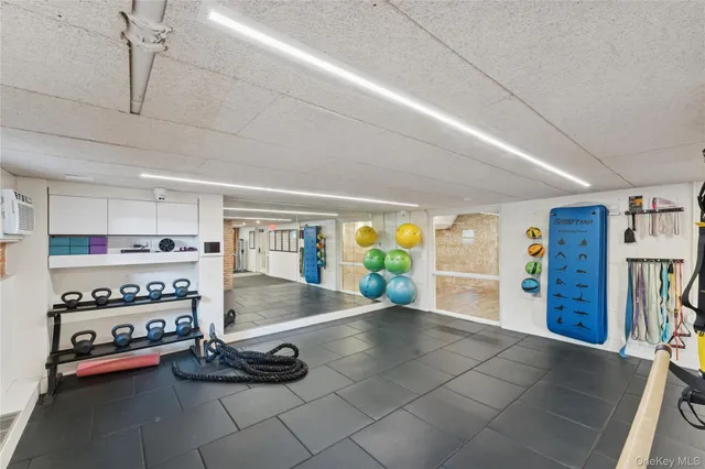 a view of a room with gym equipment