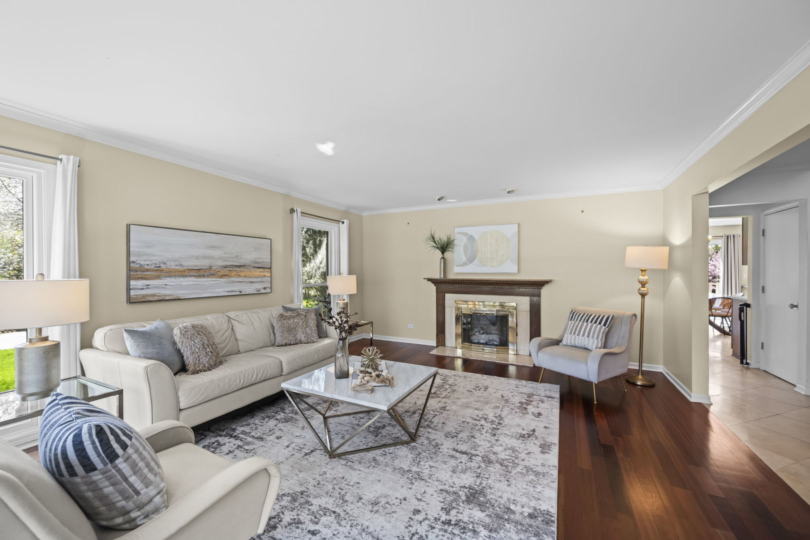 26 Brandywine Road South Barrington, IL 60010 - Photo 14 of 47 a living room with furniture and a fireplace