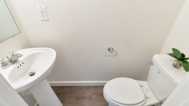 a white toilet sitting next to a bathroom sink