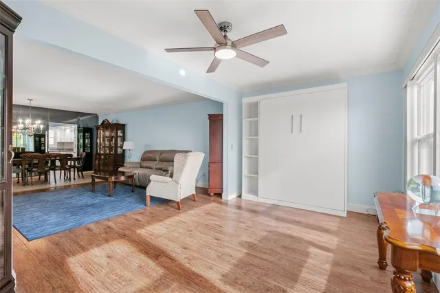 a living room with furniture