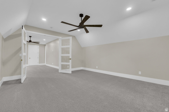 2828 Jojo Road Eagle Mountain, UT 84005 - Photo 36 of 63 Spacious room featuring vaulted ceilings, recessed lighting, and a modern ceiling fan