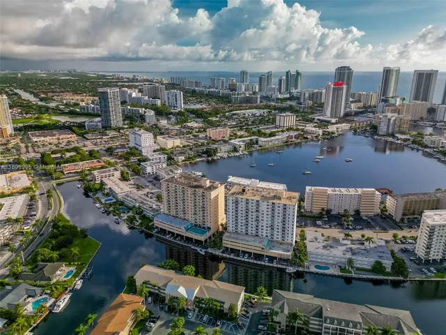 a view of a city with tall buildings