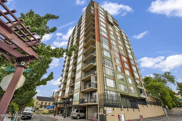 a front view of a multi story building