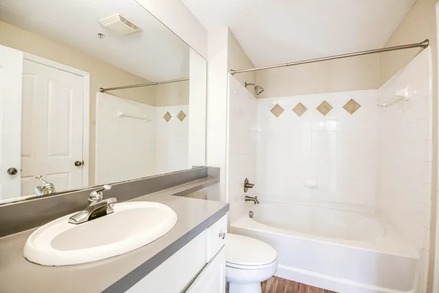 a bathroom with a sink a toilet and a bathtub