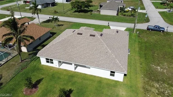 an aerial view of a house