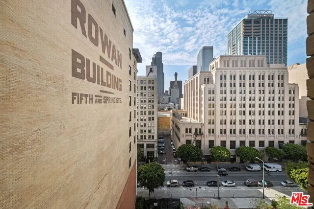 a city view with tall buildings