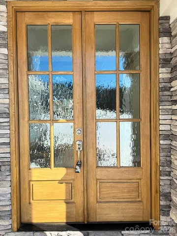 a view of a glass door with a glass door