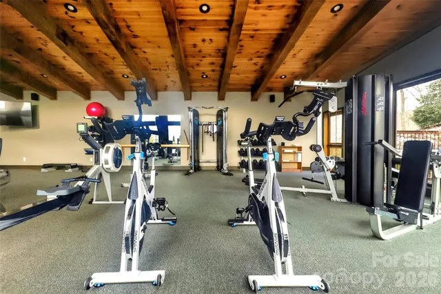 a view of a room with gym equipment