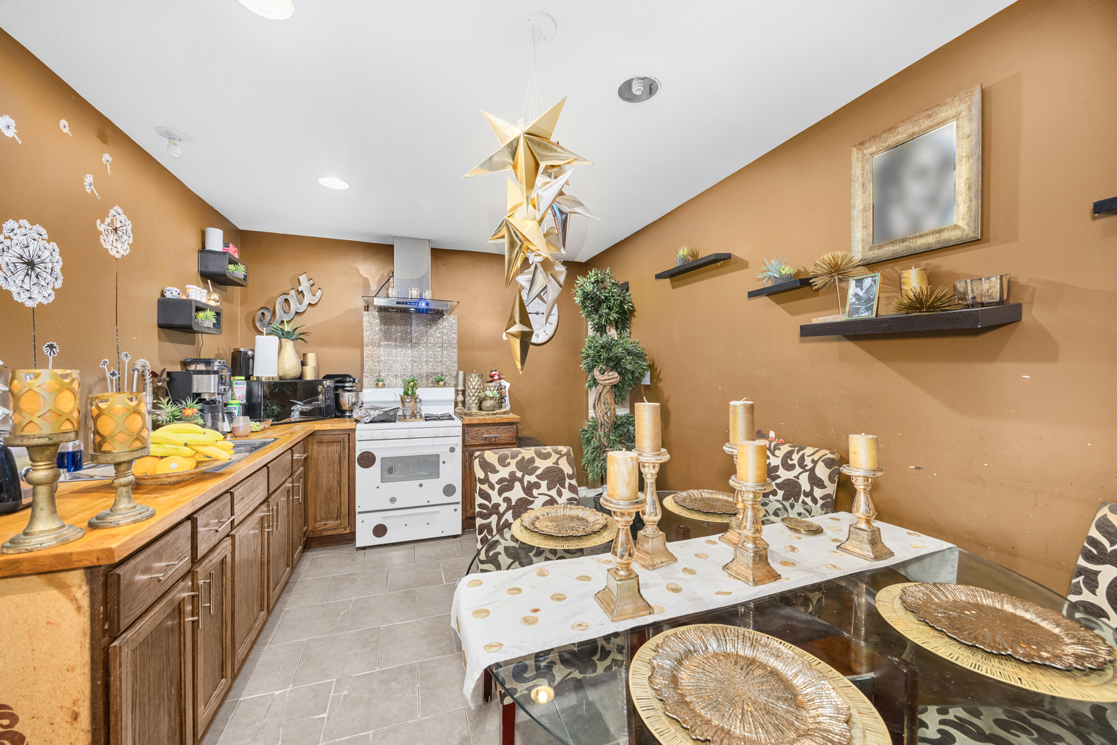 1406 Brummel Street Evanston, IL 60202 - Photo 2 of 20 a open dining room with stainless steel appliances kitchen island granite countertop a sink dishwasher and cabinets with wooden floor
