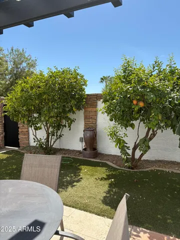 a view of a swimming pool with a yard