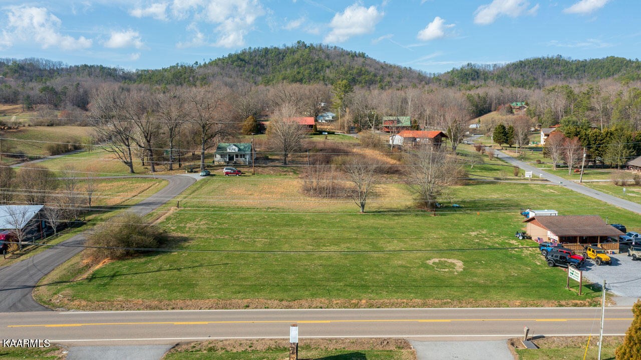 a view of a town with residential houses