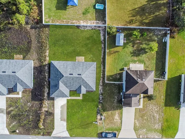 an aerial view of a house