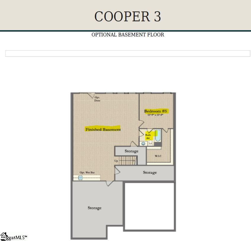 1175sf Basement with Bedroom, Bathroom, and Storage