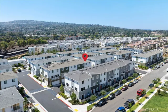 a city view with tall buildings