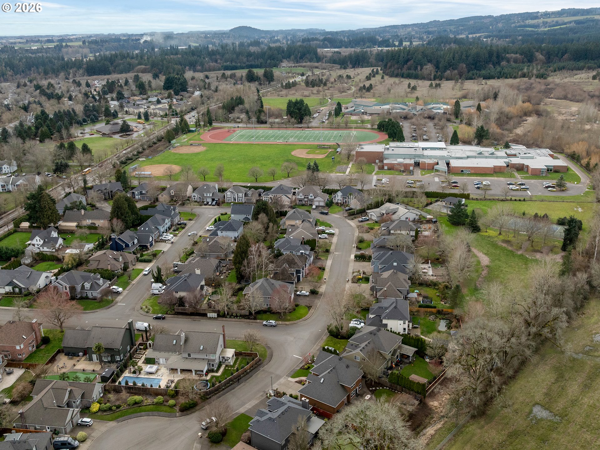 10979 Southwest Matzen Drive Wilsonville, OR 97070 - Photo 31 of 37 an aerial view of a house with a garden