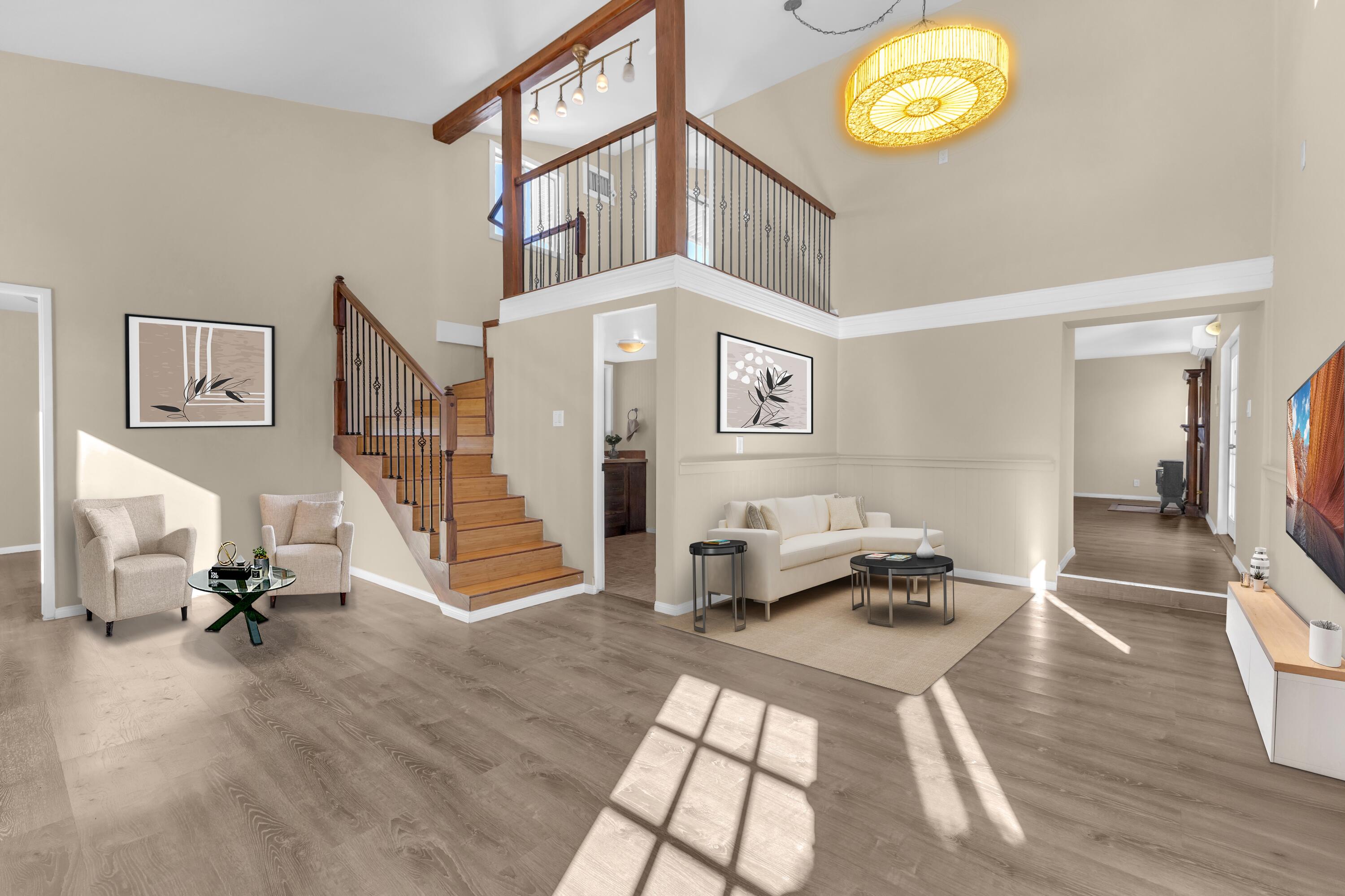 51088 Mecca Road Morongo Valley, CA 92256 - Photo 8 of 77 a view of a livingroom with furniture and a floor to ceiling window