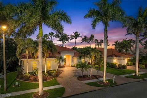 a view of a park with palm trees