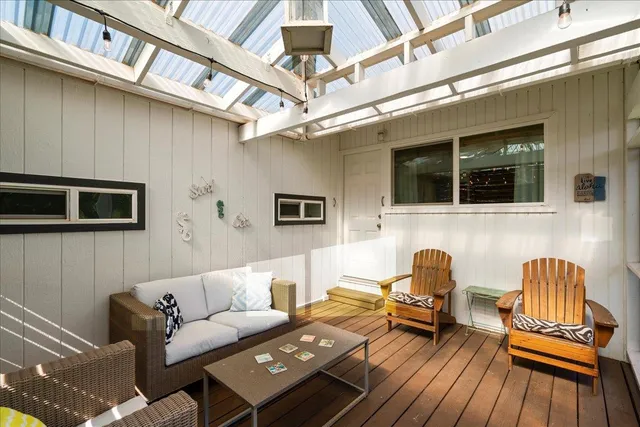 a outdoor living space with furniture