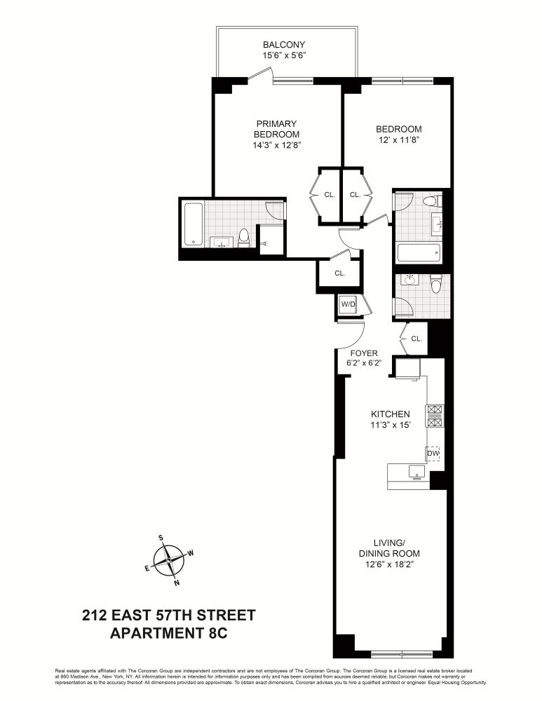 212 East 57th Street, Unit 8C Manhattan, NY 10022 - Photo 11 of 11 a picture of a floor plan