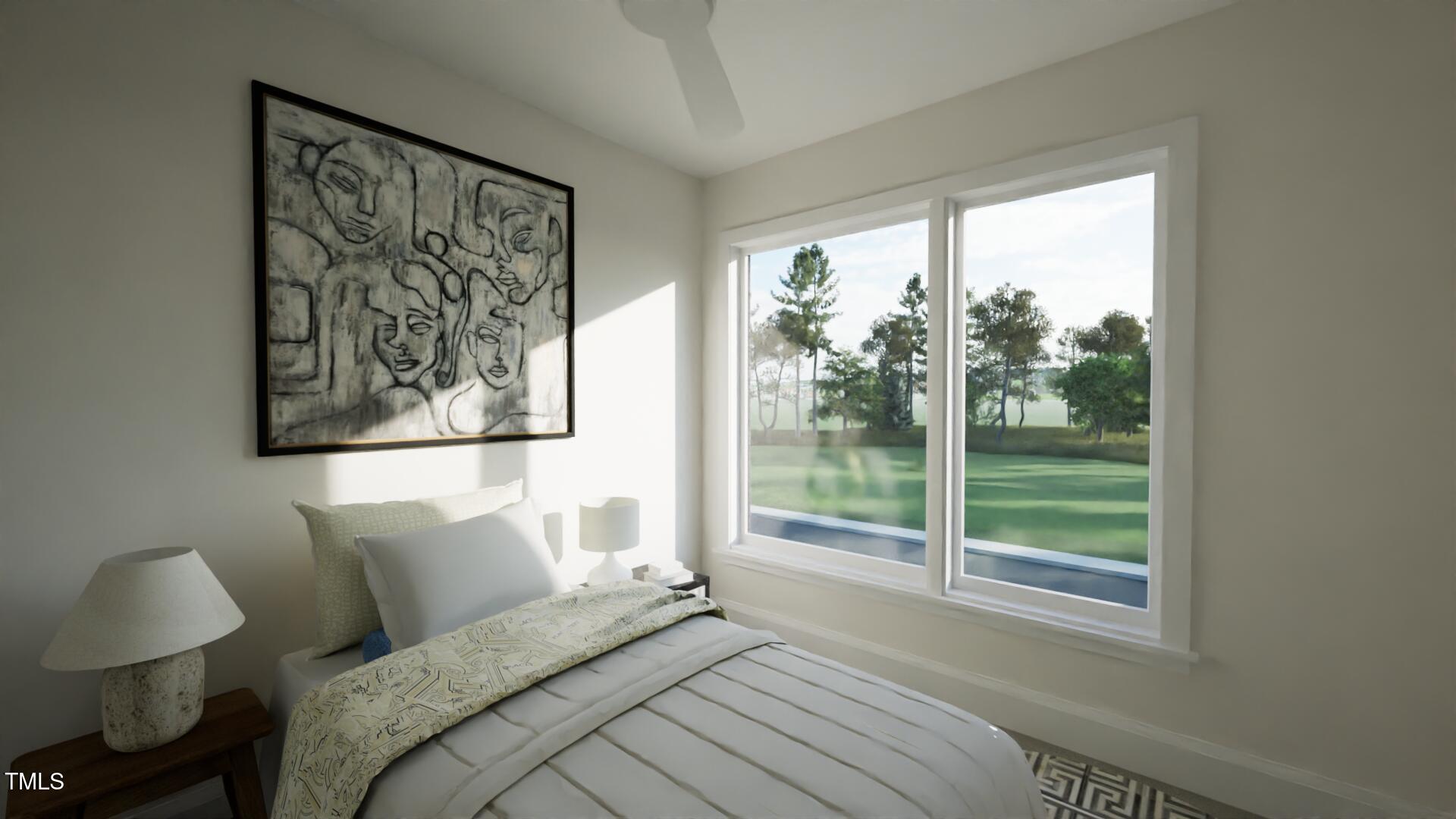 1806 Pershing Road Raleigh, NC 27608 - Photo 17 of 36 a bedroom with a bed and a painting on the wall